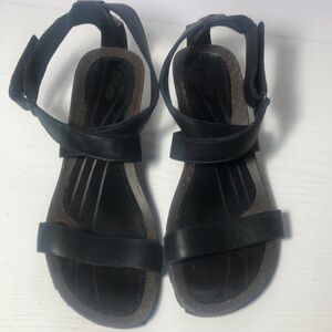 Teva Cabrillo Strap Wedge Black Leather Sandals women’s Size 6